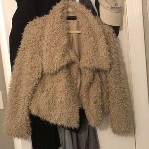 Zara soft faux fur jacket. Size medium